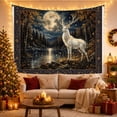 thumbnail image 3 of White Stag in Misty Forest with Glowing Full Moon and Stars, Mystical Fantasy for Wildlife Lovers, Ethereal Nature Wall Art, Housewarming Gift Tapestry Wall Hanging for Bedroom and Living Room, 3 of 7