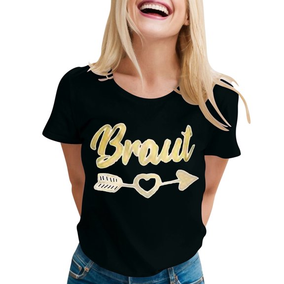 WEIWEN Team Bride Shirts for Women Bride Tees Party Tee Shirts Bridesmaid Tops Outfits for Bride Clothes Black, XL