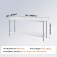 thumbnail image 4 of KFFKFF Durable Stainless Prep Station, Dimensions 24 x 72 x 34 Inch, Can Hold Up to 880 lbs, Robust Metal Workbench with 3 Customizable Height Settings, Ideal for Kitchen, Garage, Restaurant Use, 4 of 8