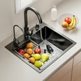 thumbnail image 6 of SUSUchens Kitchen Sink, Black Drop-in Dishwash Sink, Stainless Steel Single Bowl Sink, Kitchen Sink Faucet Combo Set, Corner Kitchen Workstation Sink _Black, 6 of 13