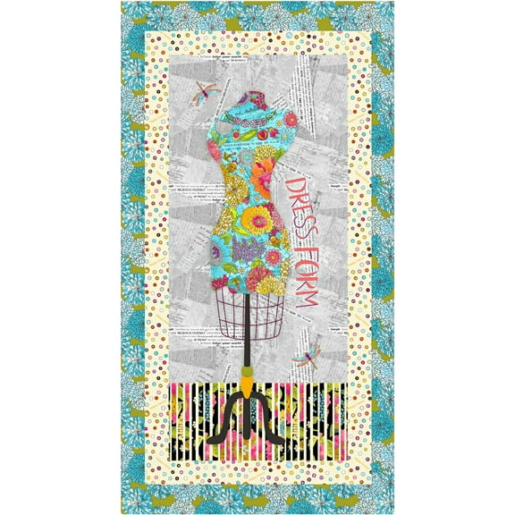 24" X 44" Panel Dress Form Fashion Design Sewing Floral Happy Chances Laura Heine Cotton Fabric Panel (52690P-1)