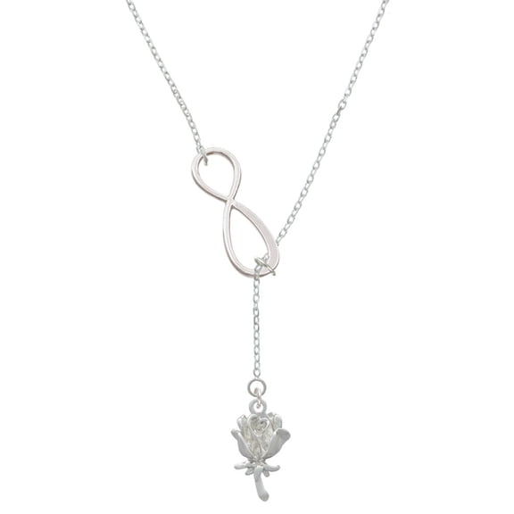 Delight Jewelry Silvertone Antiqued Rose Silver tone Elegant Infinity Lariat Necklace