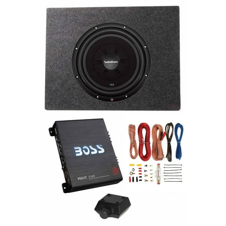 Rockford Fosgate 12" 500W Subwoofer + Shallow Enclosure + Amplifier & Wire Kit