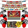 Racing Car Party Decoration And Supplies - Happy Birthday Race Car Backdrop, Racing Car Banner, Balloons And Racing Car Signs For Let'S Go Racing Nascar Party Decorations