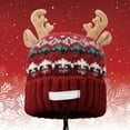 thumbnail image 2 of XIAOCHA Women’S Reindeer‑Antler Beanie，Fair‑Isle‑Knit Fall‑Winter Outdoor Toque,Red, 2 of 4