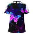 thumbnail image 5 of Awdenio Clearance Womens Casual Short Sleeve Shirts Tunics Tops for Summer Women Cold Shoulder Butterfly Print Short Sleeve Plus-Size Shirt Blouse Tops, 5 of 5