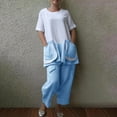 thumbnail image 2 of Womens Loungewear Two Piece Casual Linen Short Sleeve Tops with Two Pockets Cropped Wide Leg Pants Pajamas Sets, 2 of 7
