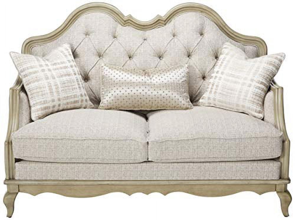 Acme Furniture Loveseat (w/2 Pillows), Beige Fabric & Antique Taupe 56051