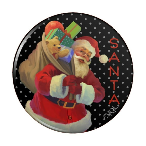Christmas Holiday Santa Sack Graphic Pinback Button Pin