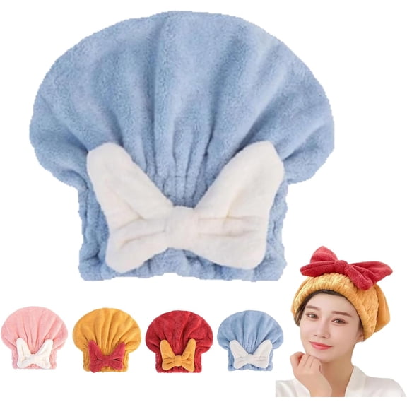 Super Absorbent Hair Towel Wrap Made of Soft Coral Fleece, Gentle Microfiber Hair Turban Wrap for Women with Wet Hair After Shower