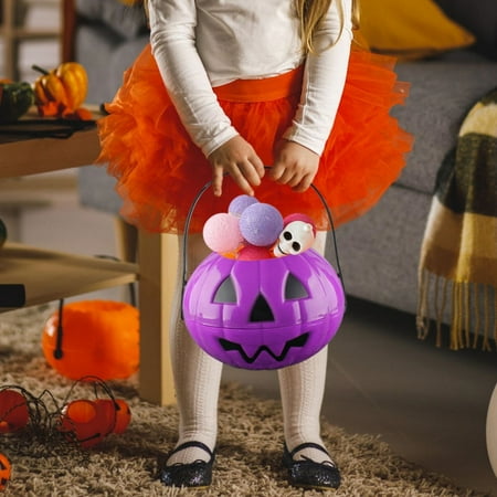 

Christmas Clearance Event & Party Halloween Decorations Can Be Folded Two Half In One Pumpkin Bucket Size PP Material Candy Bag Props. by Wuxinga