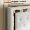 thumbnail image 6 of Merluxy Twin Size Bed Frame with Led Lights Headboard, Acrylic Mirror Accents, No Box Spring Needed, Velvet Upholstered White, 6 of 9