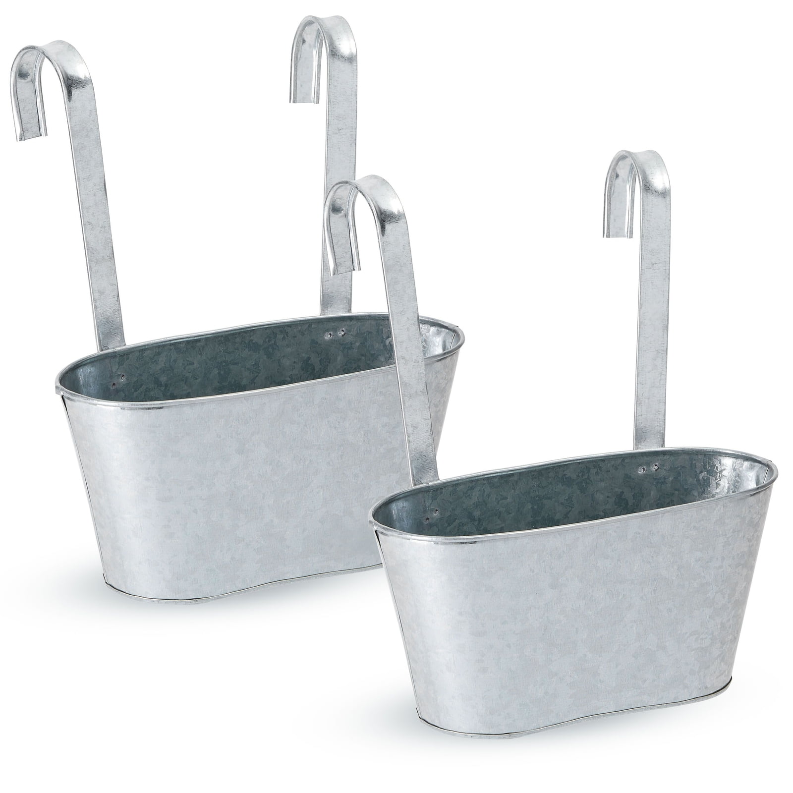 2 Pack Large Galvanized Metal Hanging Bucket Planter Flower Pots for
