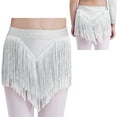 thumbnail image 5 of YiZYiF Kids Girls Sequins Tassel Skirts Shorts Sparkly Belly Dance Skirts Shorts Disco Dance Bottoms White 12, 5 of 6