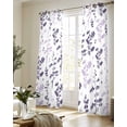 thumbnail image 5 of Purple Grey Botanical Sheer Curtains 84 Inch Length 2 Panels Set for Living Room/Bedroom, Watercolor Spring Floral Summer Leaf Kitchen Curtains Grommet Semi-Sheer Curtains Window Treatments 42"x84"x2, 5 of 7