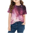 thumbnail image 6 of Kids Galaxy Print T-Shirt for Girls | All Over Space Nebula Star Graphic Tee | Soft Stretch Comfy Tagless Short Sleeve Shirt | Multicolor,Size 3 T, 6 of 8
