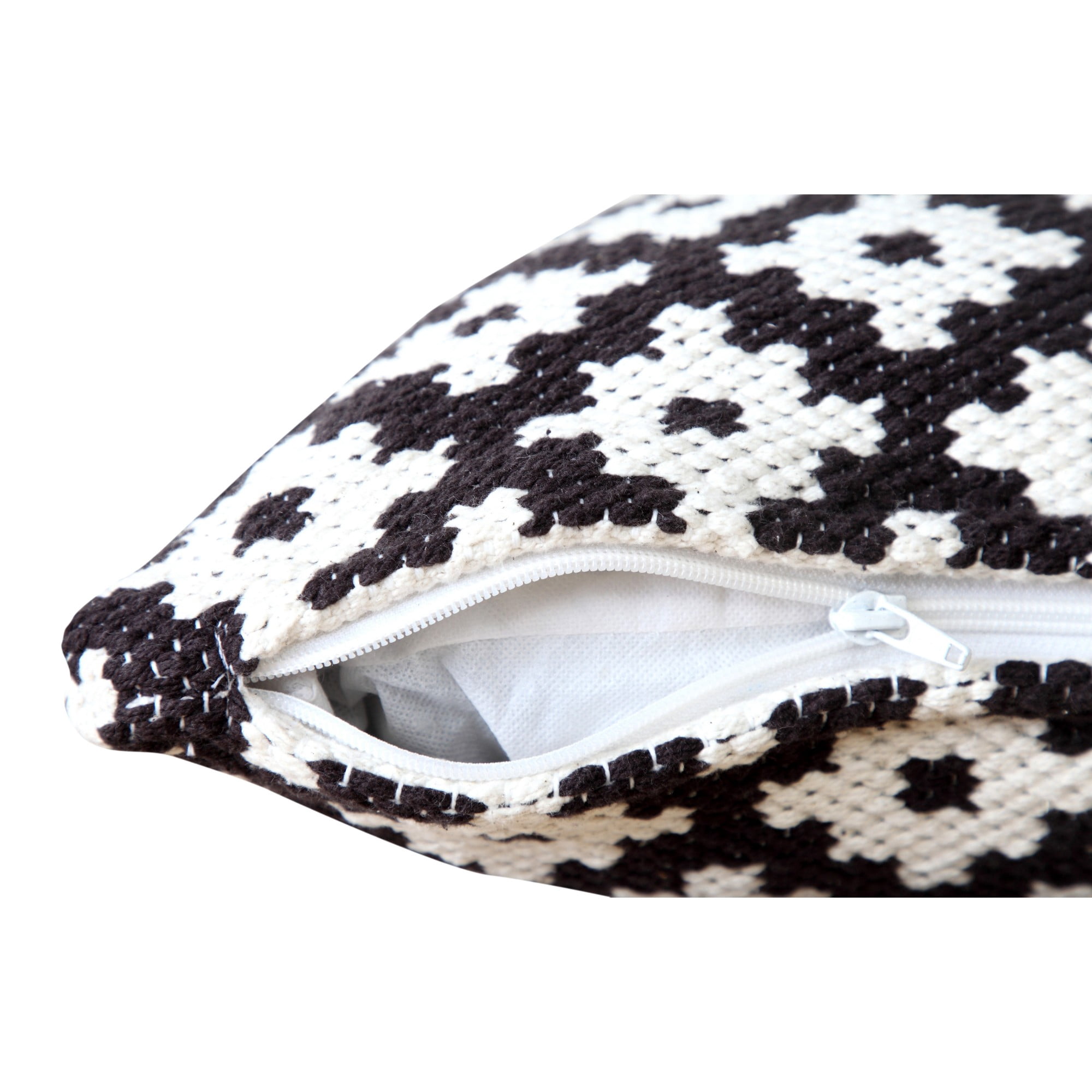 Harlow Hill Glenn 20" x 20" Diamond Cotton Blend Adult Decorative Feather Filled Pillow, Black/White