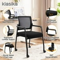 thumbnail image 4 of KLASIKA Waiting Room Chairs with Wheels, Adjustable Mesh Backrest, Desk Chair with Ergonomic Lumbar Support and Thickened Seats Cushion, 2 Pack Black, 4 of 9