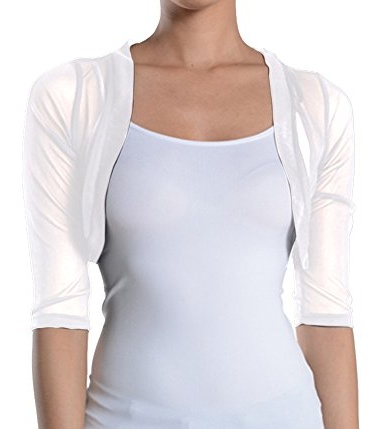 Fashion Secrets Junior`s Sheer Chiffon Bolero Shrug Jacket Cardigan 3//4 Sleeve