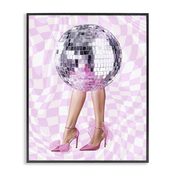 Stupell Industries Art Deco Glam Heels & Disco Ball Black Framed Giclee Art, 11 x 14, by Ziwei Li