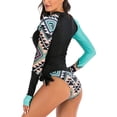 thumbnail image 6 of Women Rash Guard with String Bikini Two Piece Swimsuits Long Sleeve Bathing Suit, 6 of 7