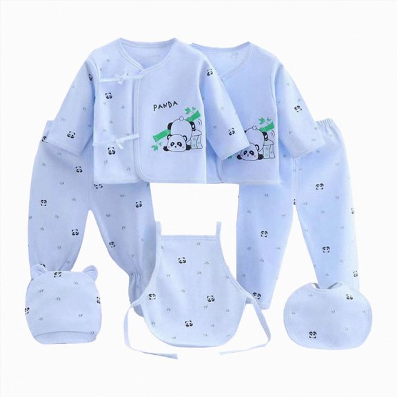 Sgkm Girl Clothes Cotton 7 Piece Sets for Newborn Baby Boys and Girls Blue 0-3 Months