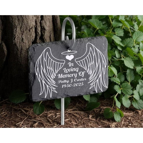 Grave Marker - Memorial Tree Plaque With Stake -Tree sign - Planter with stake - Pet Memorial - Baby Memorial- In loving Memory with Wings