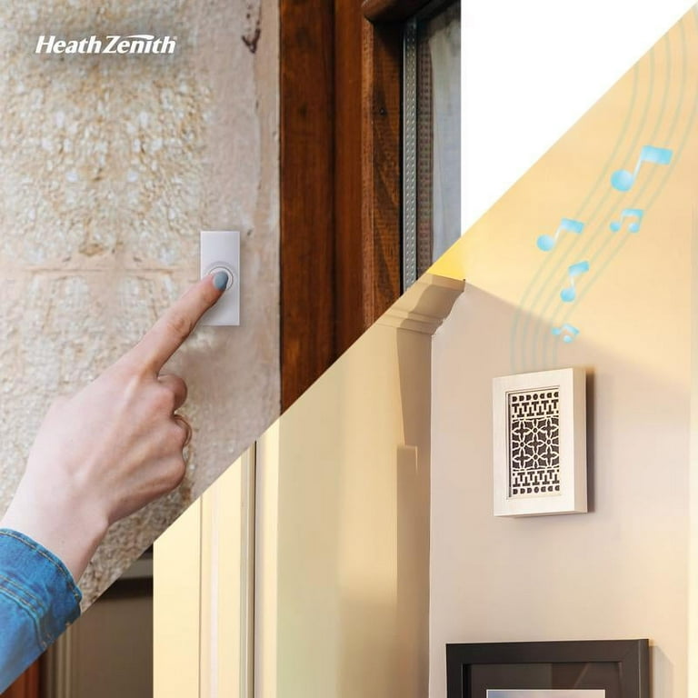 Heath Zenith Brushed Nickel Silver Plastic Wired and Wireless Door Chime Heath Zenith Brushed Nickel Silver Plastic Wired and Wireless Door Chime