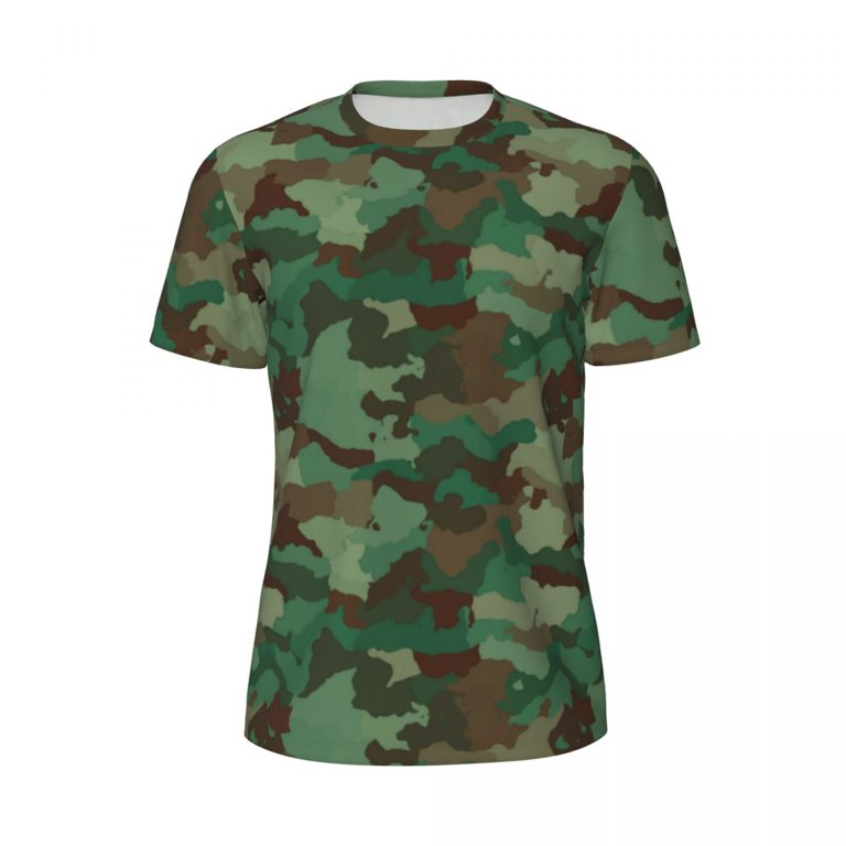 【KOOLOSET】ARMY Camo Mesh Short Sleeve Tee T Shirt For Men Army Camouflage Green Camo Print Popular