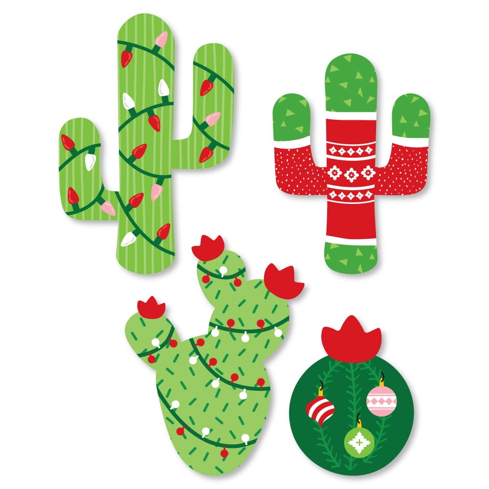 Merry Cactus Shaped Christmas Cactus Party CutOuts 24 Count