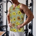 thumbnail image 5 of Gukieu Sage Green With Sunflowers Print Men's Quick Dry Fitness Vest, Round Neck Sleeveless Fitness Bodybuilding Top-X-Large, 5 of 7