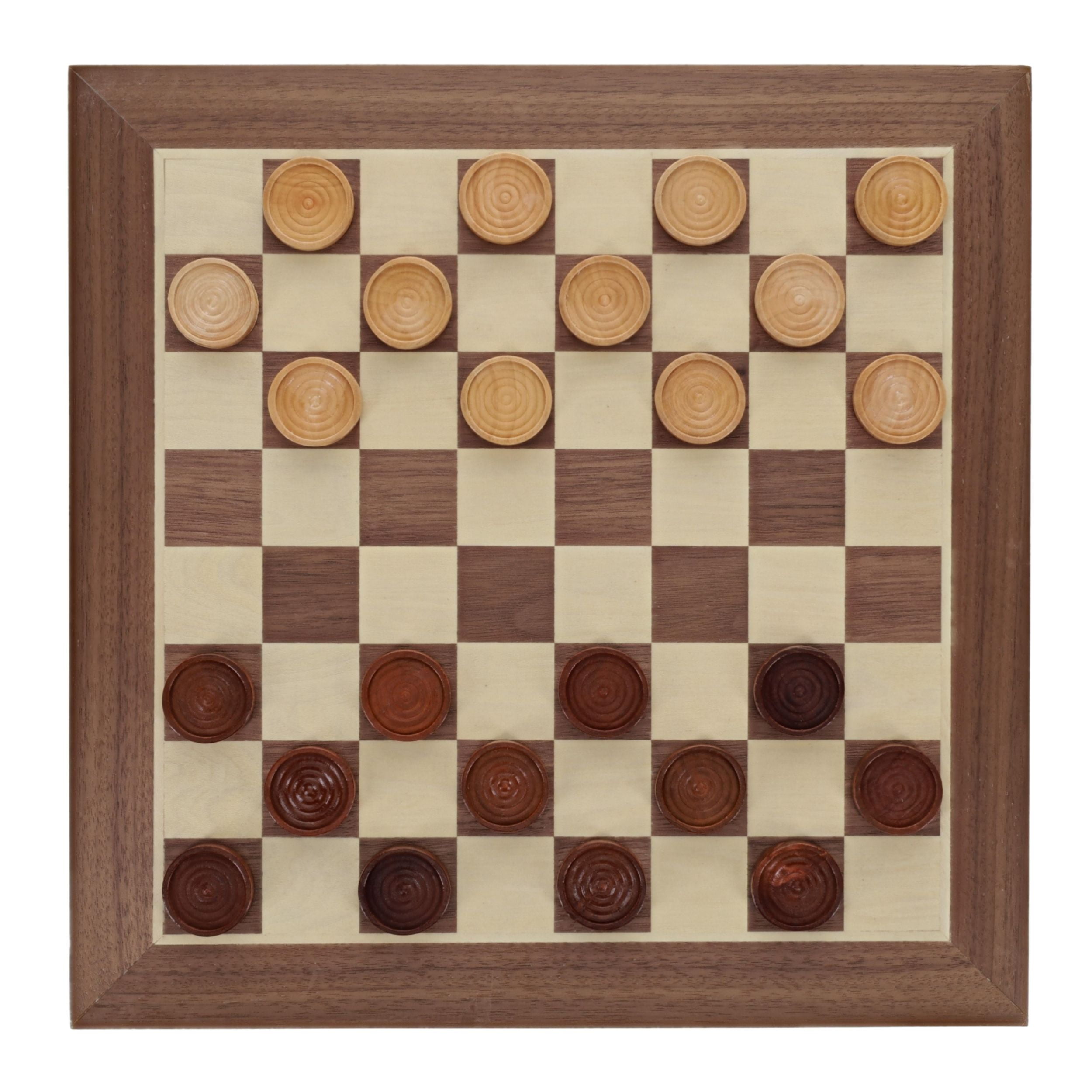 WE Games Old School Brown and Natural Wooden Checkers Set -11.75 in.