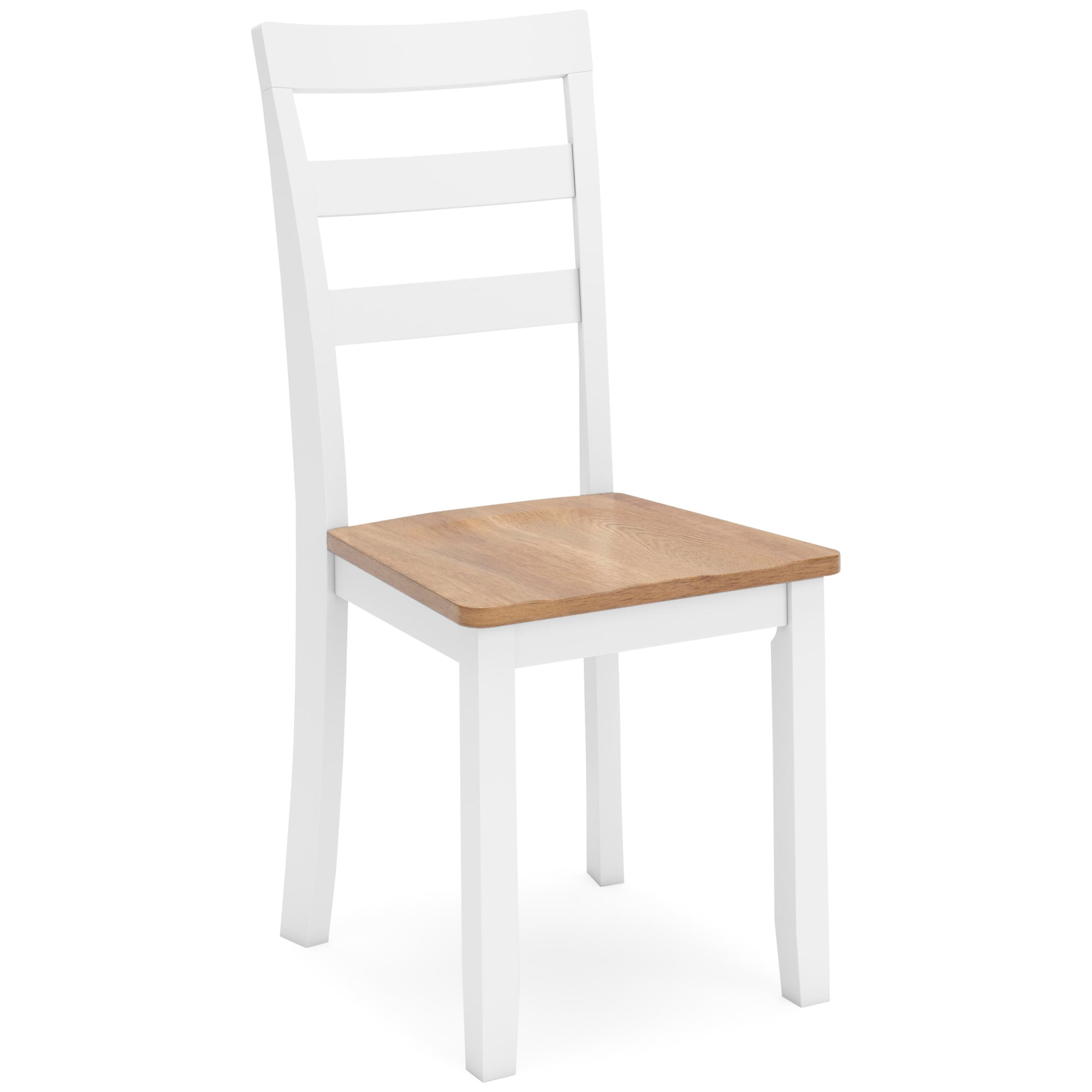 Signature Design by Ashley Gesthaven Dining Side Chair Set (2), White/Natural, Farmhouse Wood Chairs with Ladderback Design