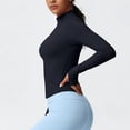 thumbnail image 4 of YUNAFFT Seamless High Neck Yoga Top for Women Long Sleeve Zipper Compression Fitness Shirt, 4 of 6