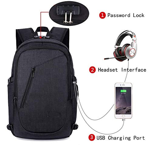 Oxford Laptop Backpack with USB Charging Port Fits 15.6 Inch Notebook Water-Resistant