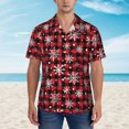 thumbnail image 2 of Fotbe Buffalo Plaid Snowflakes Camisa Hawaiana para Hombre Unisex – Camisa Casual de Verano con Botones de Manga Corta de Algodón y Lino,Small, 2 of 7