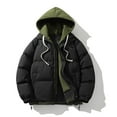 thumbnail image 2 of Wyobmus Men's Quilted Jackets Winter Heavyweight Hooded Puffer Jacket Solid Zipper Coat Casual Oversized Padded Jacket Black, 2 of 6