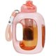 thumbnail image 1 of 1500ml Sports Water Bottle Large Capacity ABS Coated Portable Handheld Outdoor Water Cup with Carrying Handle for Gym Pink, 1 of 5
