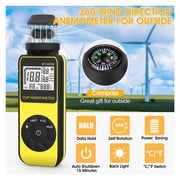 Digital Anemometer,Measuring Wind Speed, Temperature, Single Compass Anemometer Outdoor Anemometer