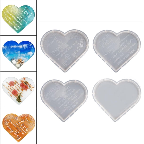Herramienta de fundición de epoxi de corazón, herramienta de fundición de bandeja de resina, posavasos de silicona epoxi para servicio de fabricación Baoblaze Fundición de epoxi de corazón