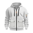 thumbnail image 3 of Mens Zip Up Hooded Jackets Cargo Multiple Pockets Hoodies Casual Long Sleeve Hoody Sweatshirts Daily Outdoor Sport Ditness Training Top Fall Winter Outwear Clothing Size M-3XL 3XL, 3 of 3