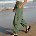 thumbnail image 5 of Women's High Waist Casual Loose Pants Drawstring Solid Side Pocket Trousers, 5 of 9