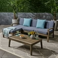 thumbnail image 3 of GDF Studio Parma Outdoor Acacia Wood 3 Seater Sectional Sofa Set with Ottoman, Gray and Dark Gray, 3 of 11