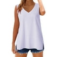 thumbnail image 5 of White Tank Top Women Sleeveless Oversized T-Shirt,Summer V-Neck Loose Cotton Vest Top,Casual Solid Color Sleeveless Shirt White,XXXL, 5 of 5