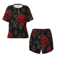 thumbnail image 4 of Picia Roses Pajamas Sets for Women Soft Short-Sleeved Pjs with Lounge Shorts Two Piece Sleepwear-Medium, 4 of 9