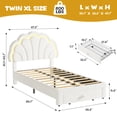 thumbnail image 1 of Twin-XL Upholstered LED Bed Frame - with Storage Headboard & Storage Drawer, Berber Fleece Princess Platform Bed for Kids, Wood Support, No Box Spring Needed, Easy Assembly, Beige, 1 of 7