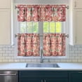 thumbnail image 3 of Pioneer Kitchen Curtains and Valance Set 24 Inch Tier Red Floral Flower Leaves Curtains Small Drapes for Cafe Living Room Bathroom Farmhouse 3 Pieces Set Rod Pocket, 3 of 6