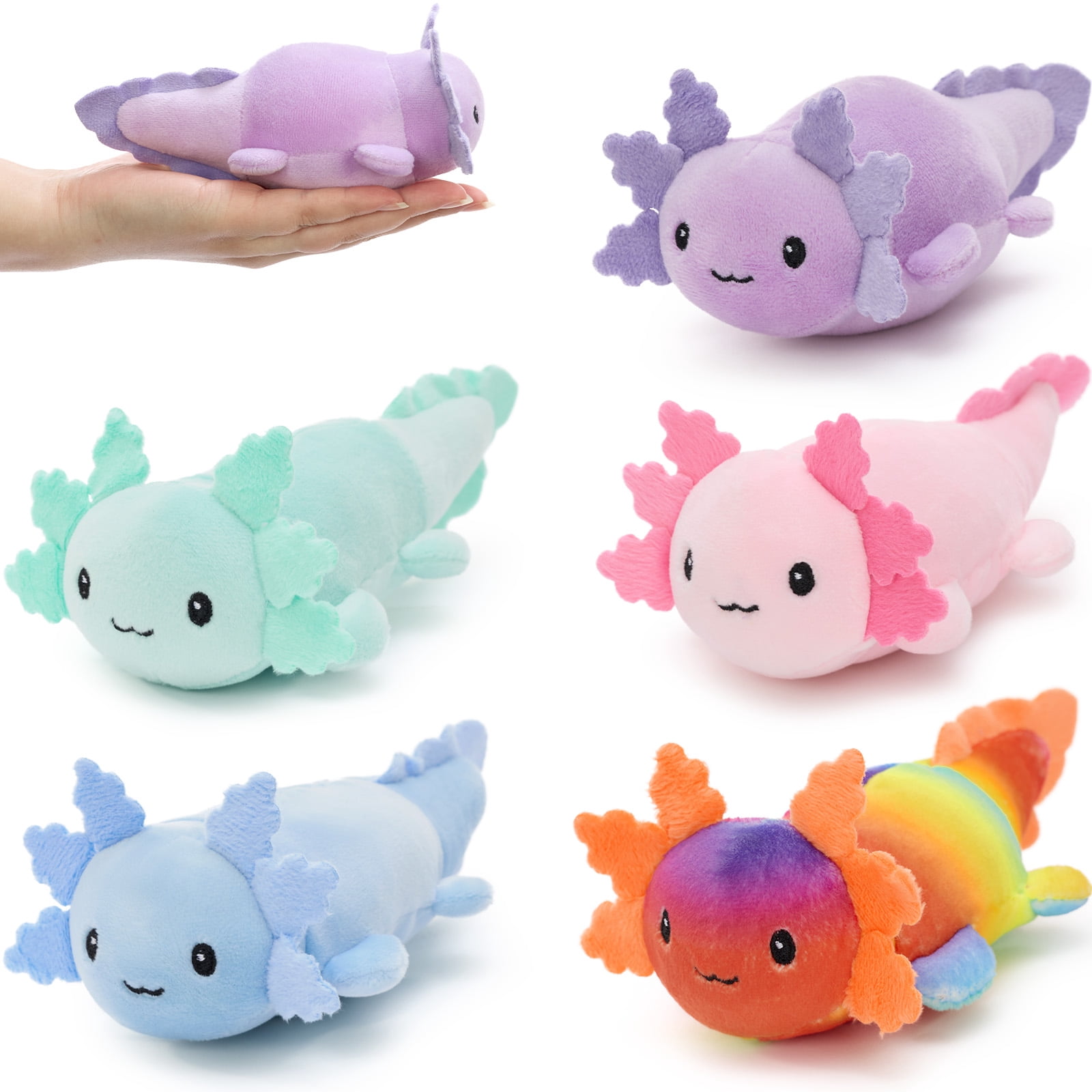 MaoGoLan 5Pcs Axolotl Stuffed Animals Set 6'' Stuffed Axolotl Glow In The Dark Bulk Plush Toy