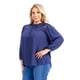 thumbnail image 2 of Blusa con detalles bordados Roman Fashion /Tallas Extras, 6809 (Azul marino) azul marino 42, 2 of 5