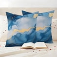 thumbnail image 3 of Blue Marble Outdoor Waterproof Pillow Covers, Modern Abstract Ink Painting Decorative Square Throw Pillowcase Sofa Cushion Sham for Patio/Couch/Chair, 18"x18" 2 Pack, 3 of 8